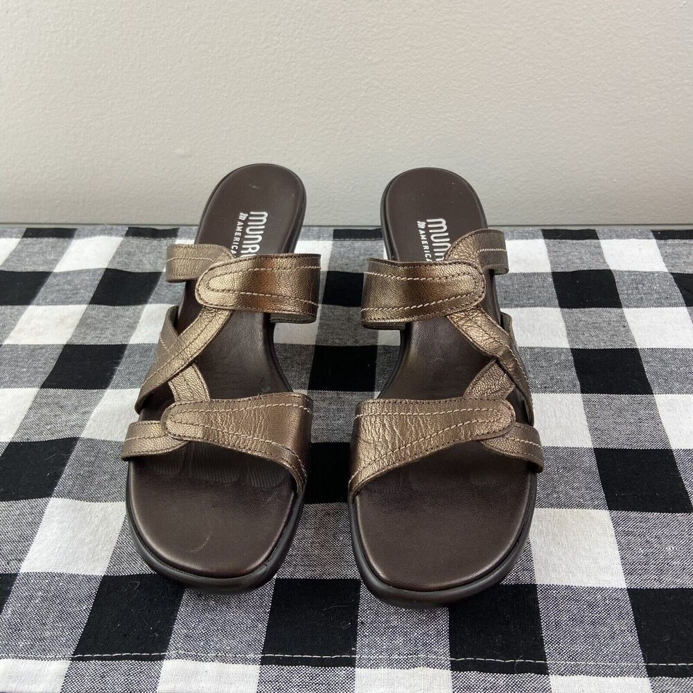 Women's Munro American Walking Wedge Sandals In Copper Brown, Size 8.5 SS